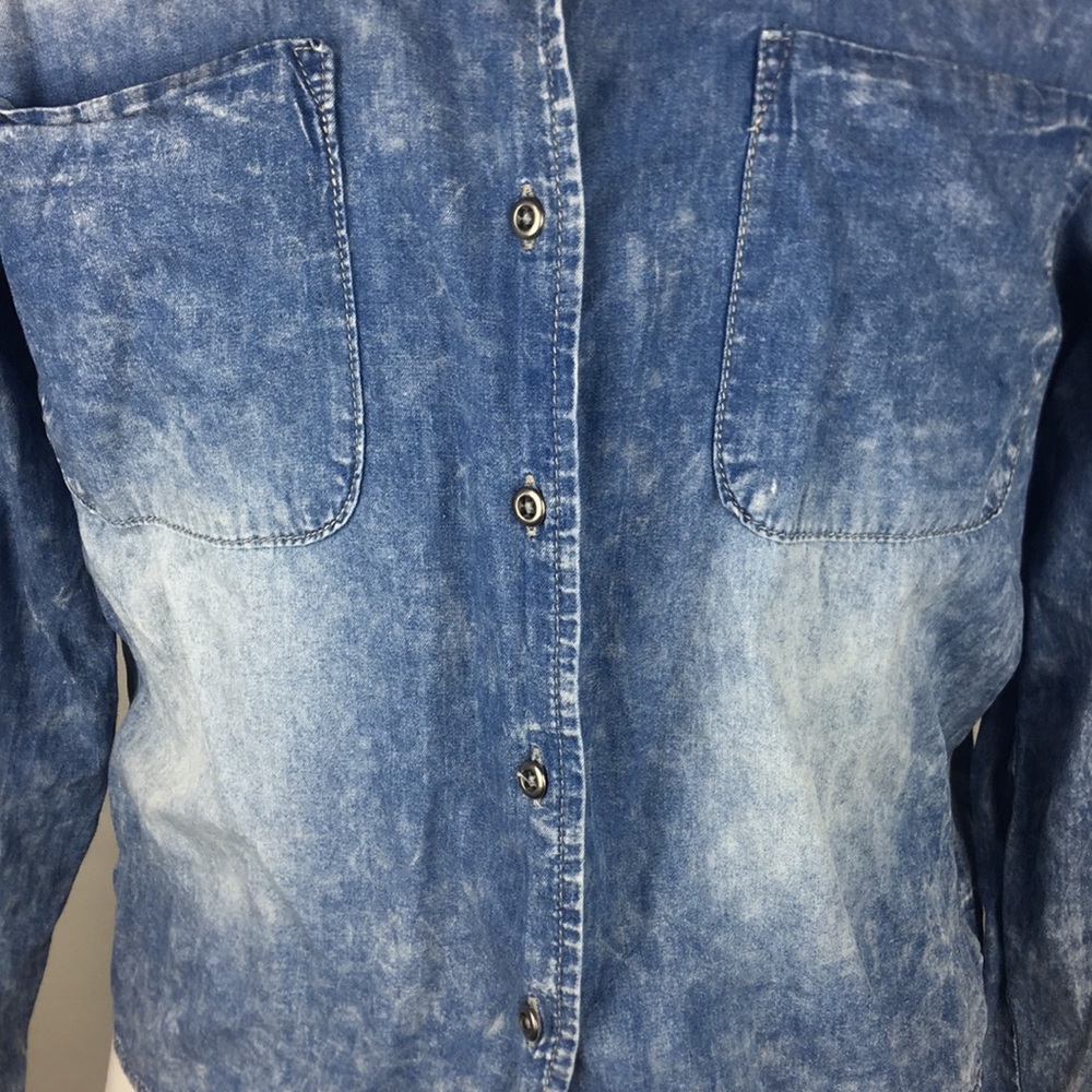Vanilla Star Denim Style Button Front Shirt Sz XL - Picture 3 of 6